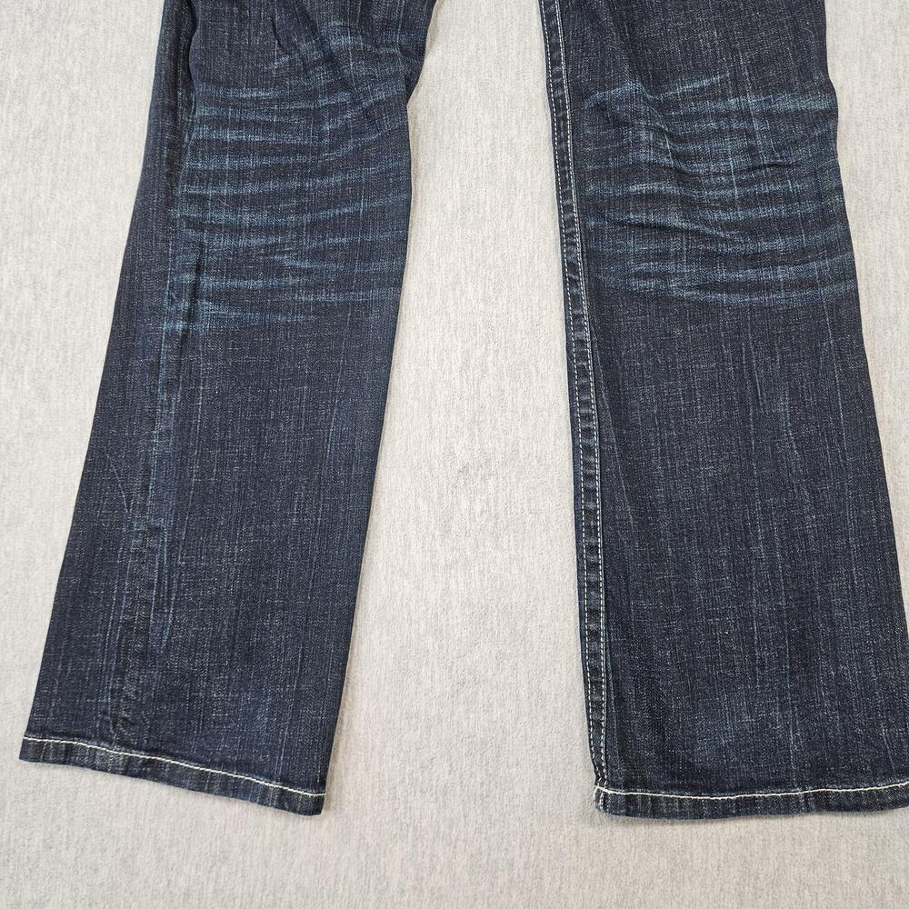 BKE Jeans Men 29R (29x33) Blue Derek Stretch Bootcut Dark Wash Faded Whisker - Picture 12 of 15
